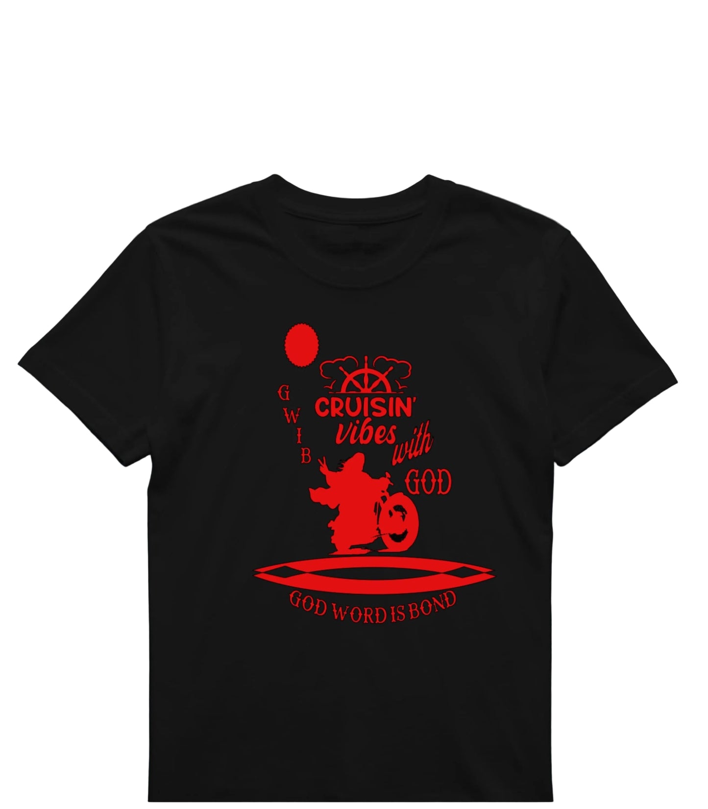 Cruisin Vibes with God T-Shirt: Motorcycle Graphic, Christian Apparel