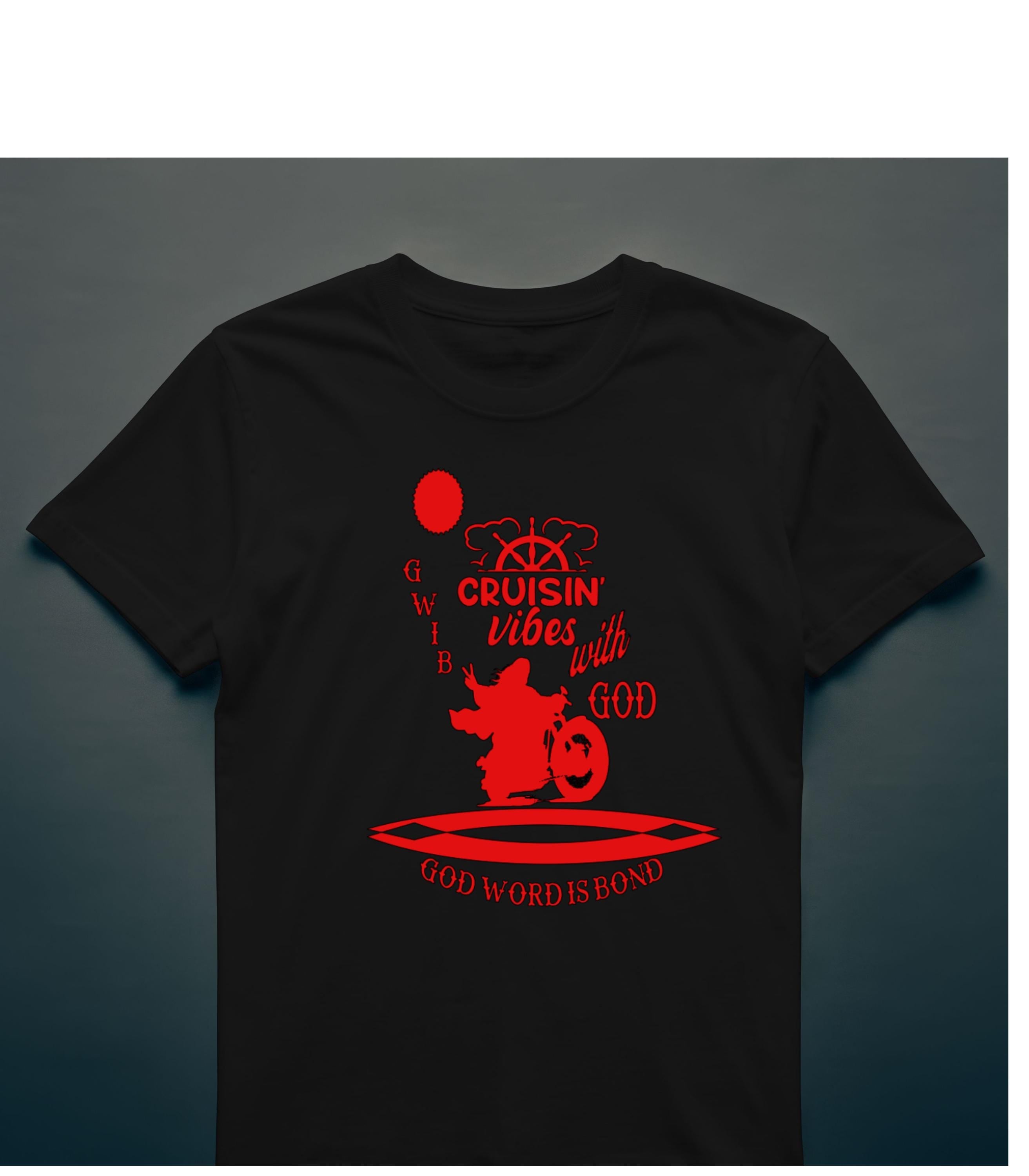Cruisin Vibes with God T-Shirt: Motorcycle Graphic, Christian Apparel