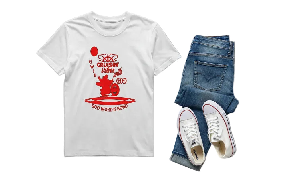Cruisin Vibes with God T-Shirt: Motorcycle Graphic, Christian Apparel