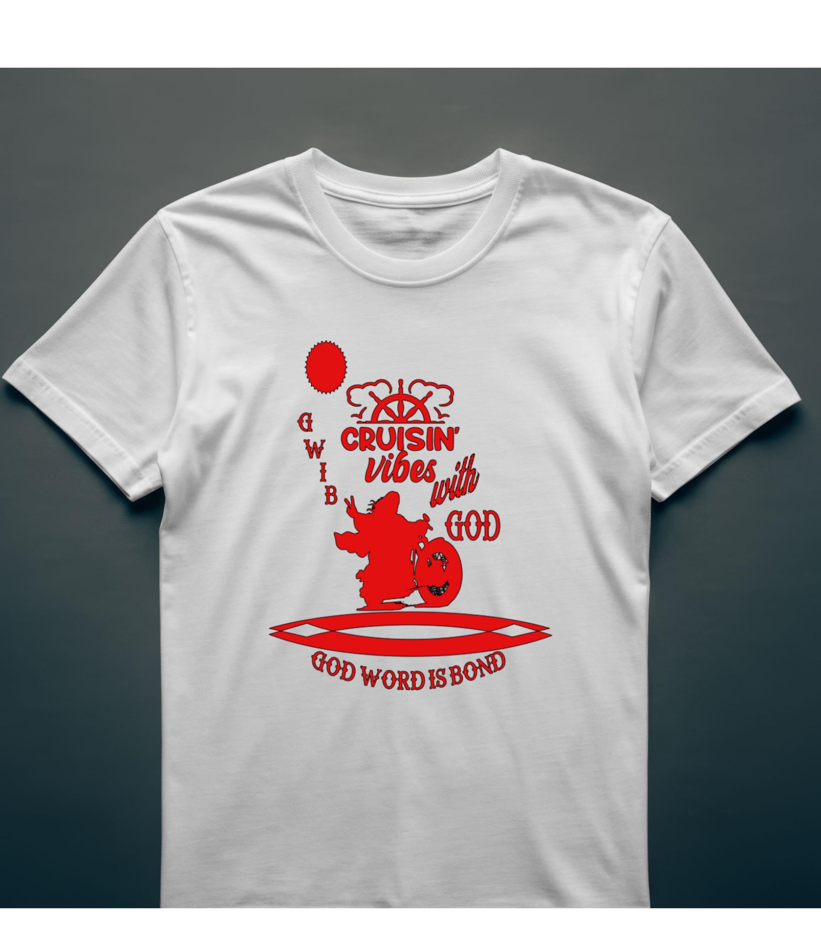 Cruisin Vibes with God T-Shirt: Motorcycle Graphic, Christian Apparel
