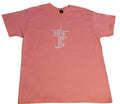 Pink t-shirt with white letters and a cross design on a white background. GWIB-God Word Is Bond