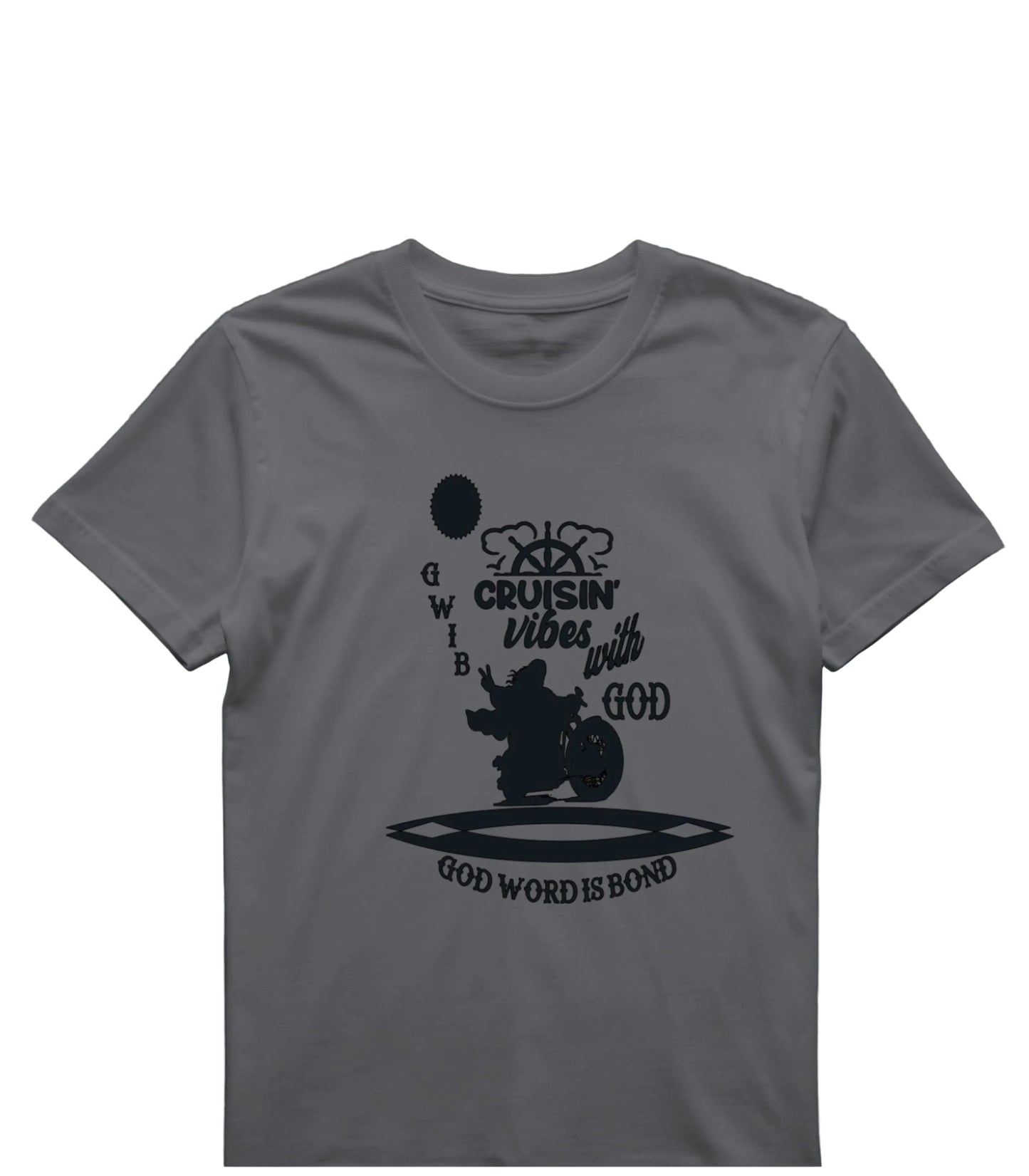 Cruisin Vibes with God T-Shirt: Motorcycle Graphic, Christian Apparel