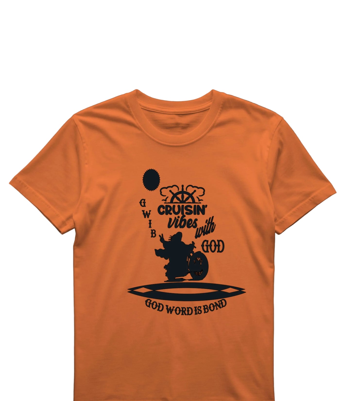 Cruisin Vibes with God T-Shirt: Motorcycle Graphic, Christian Apparel