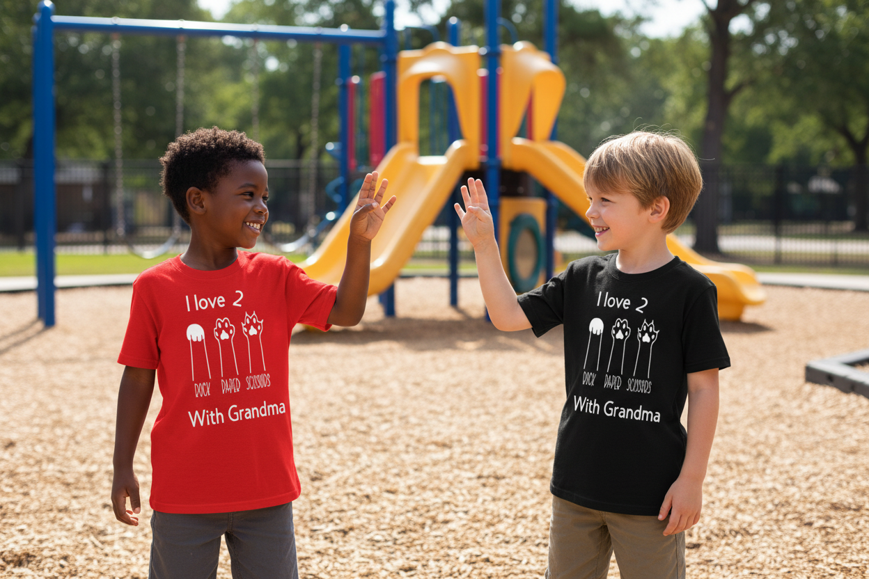 Fun Rock Paper Scissors Grandma Shirt - Kids T-Shirt