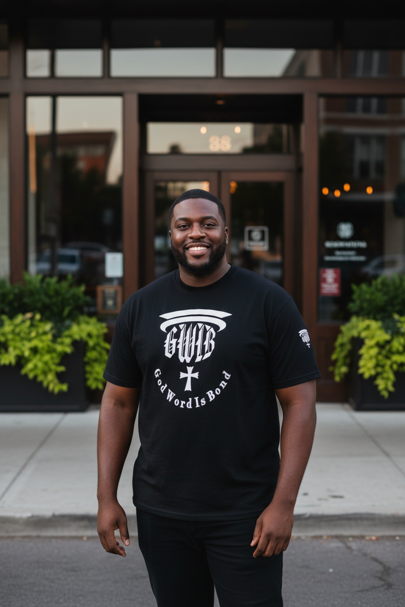 Christian T Shirt designed with the letters GWIB meaning that God Word Is Bond