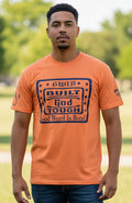 Short sleeve T-Shirt Orange and Black Built God Tough