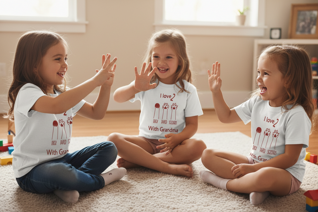 Fun Rock Paper Scissors Grandma Shirt - Kids T-Shirt