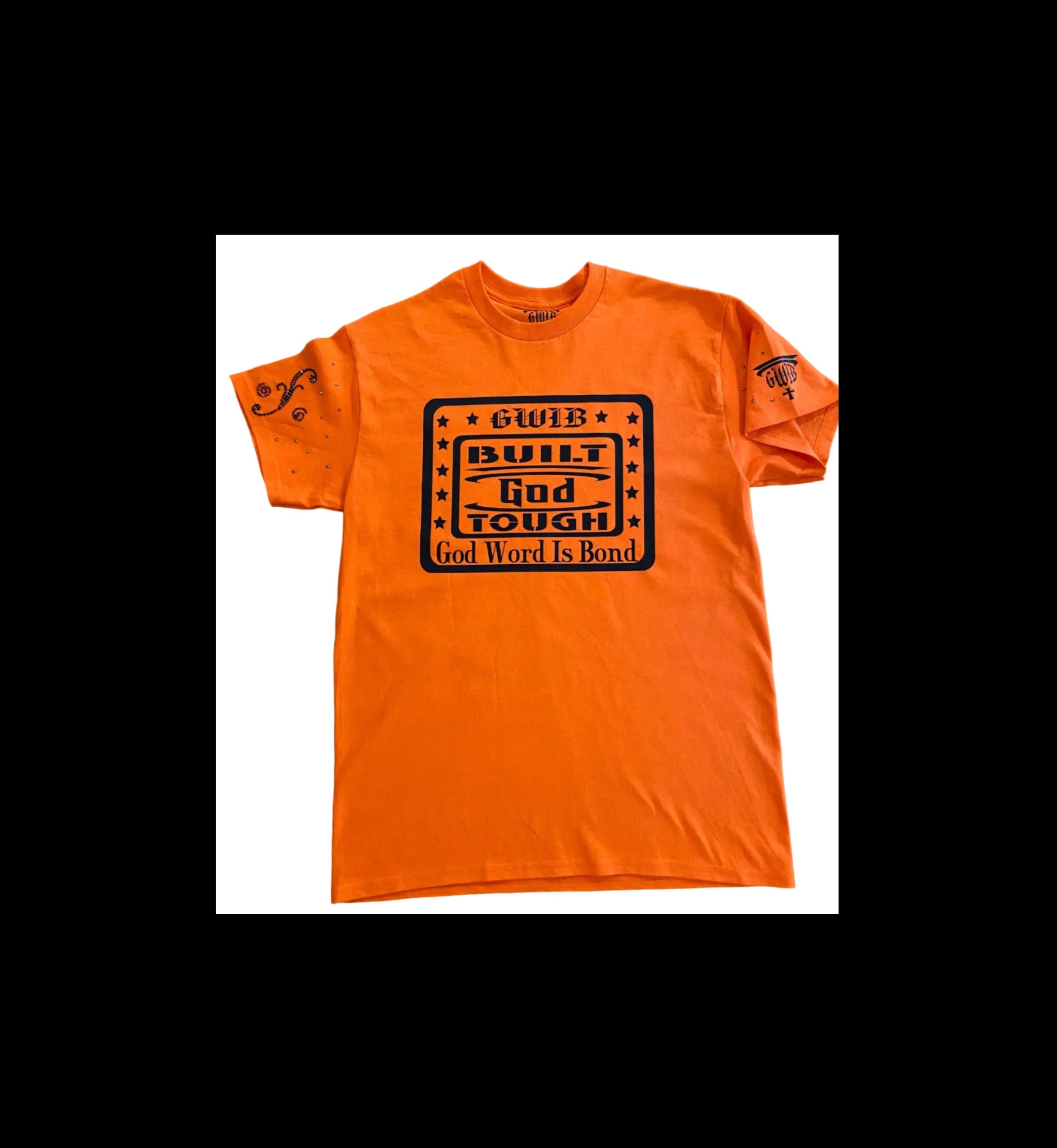 Short sleeve T-Shirt Orange and Black Built God Tough