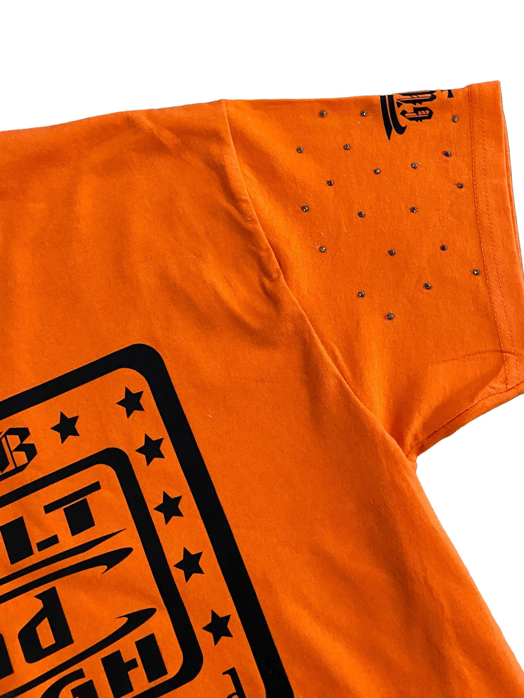 Short sleeve T-Shirt Orange and Black Built God Tough