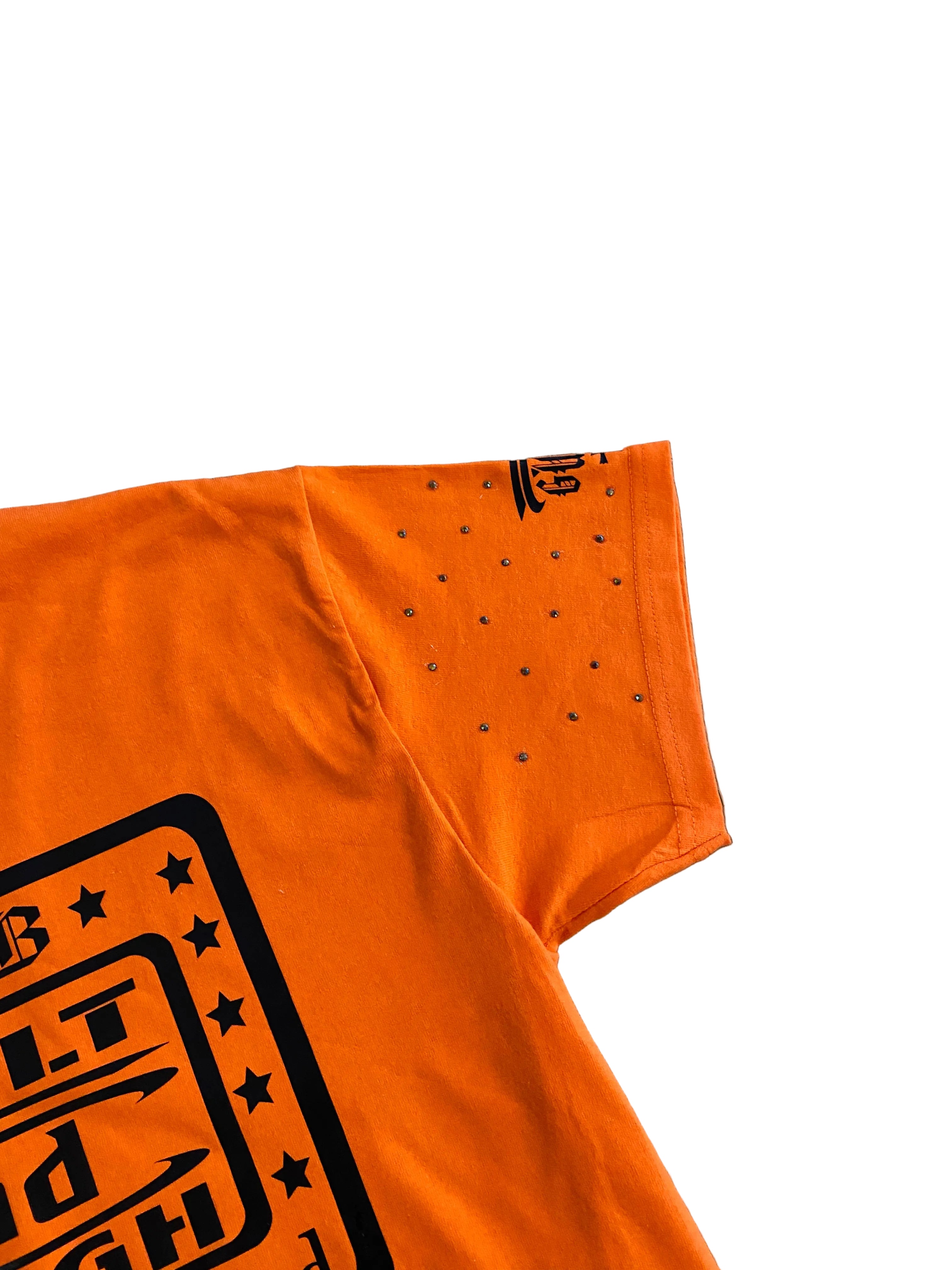 Short sleeve T-Shirt Orange and Black Built God Tough