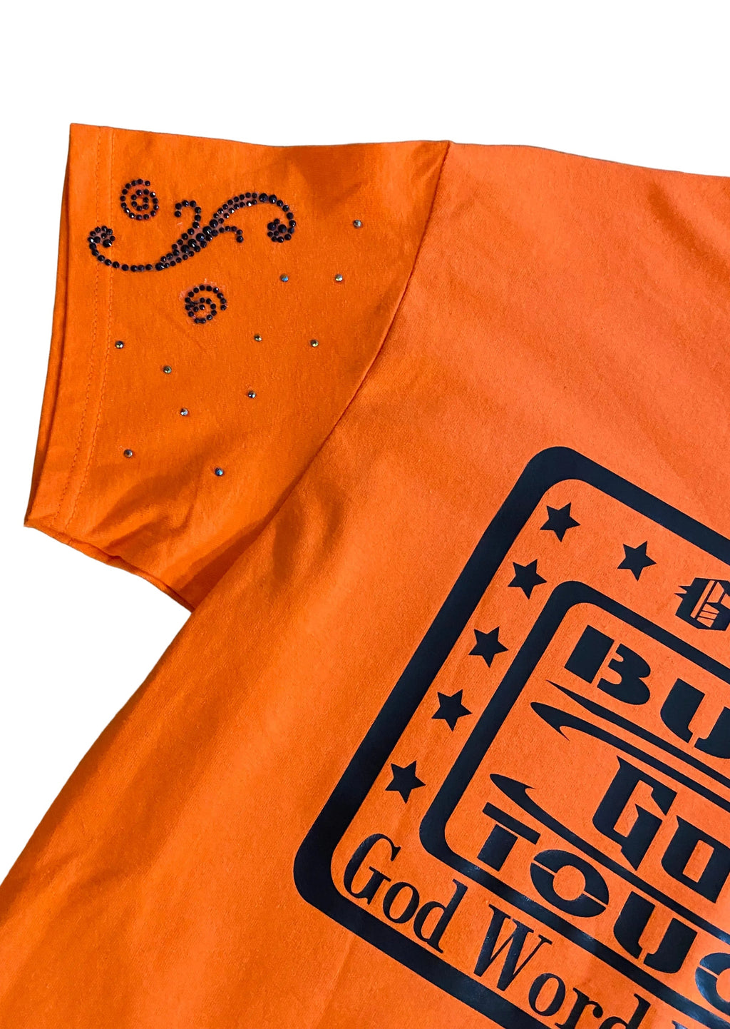 Short sleeve T-Shirt Orange and Black Built God Tough