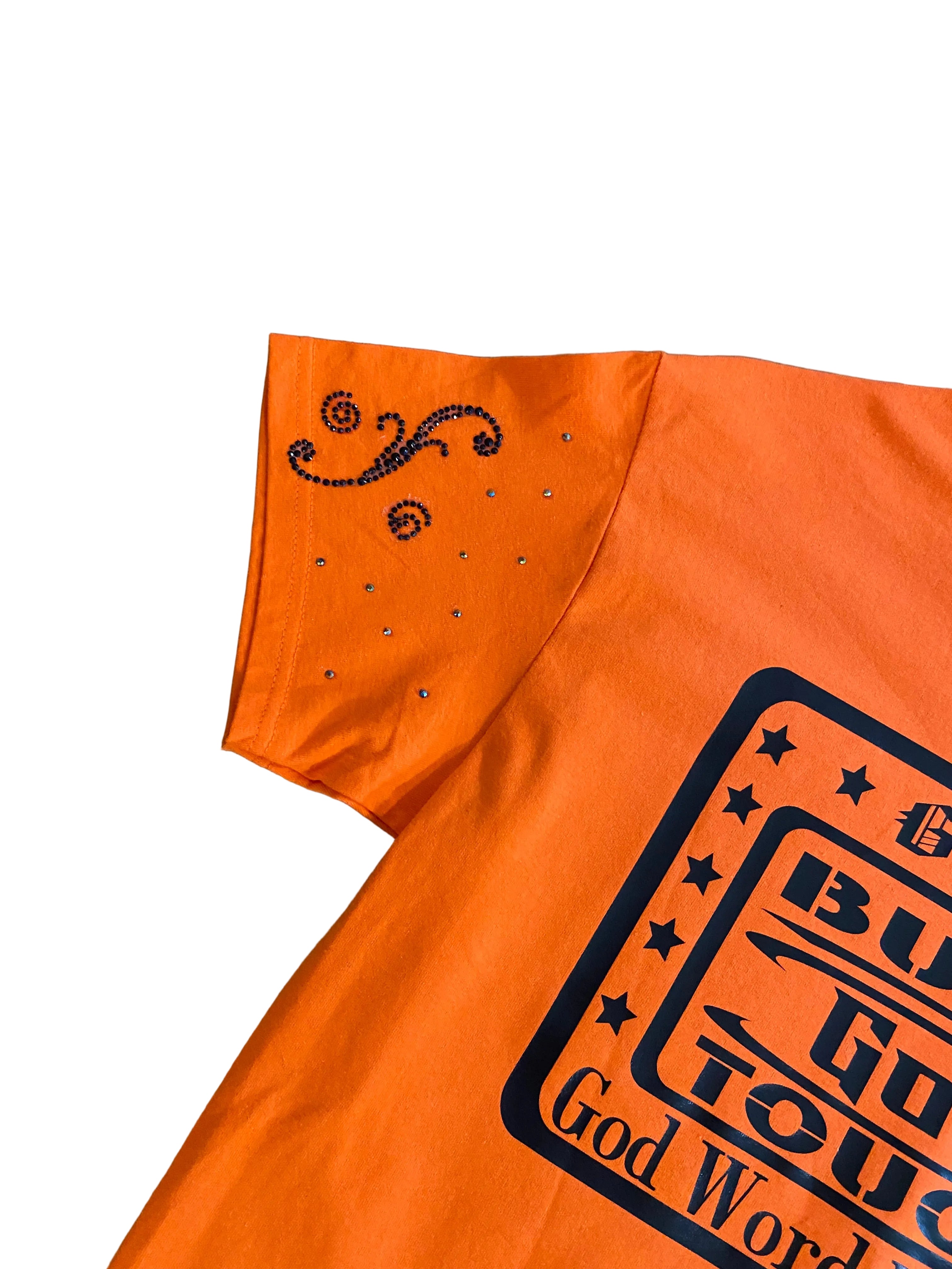 Short sleeve T-Shirt Orange and Black Built God Tough